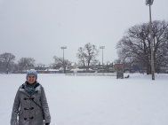 Trekking through Trinity Bellwoods Park after our latest snow fall